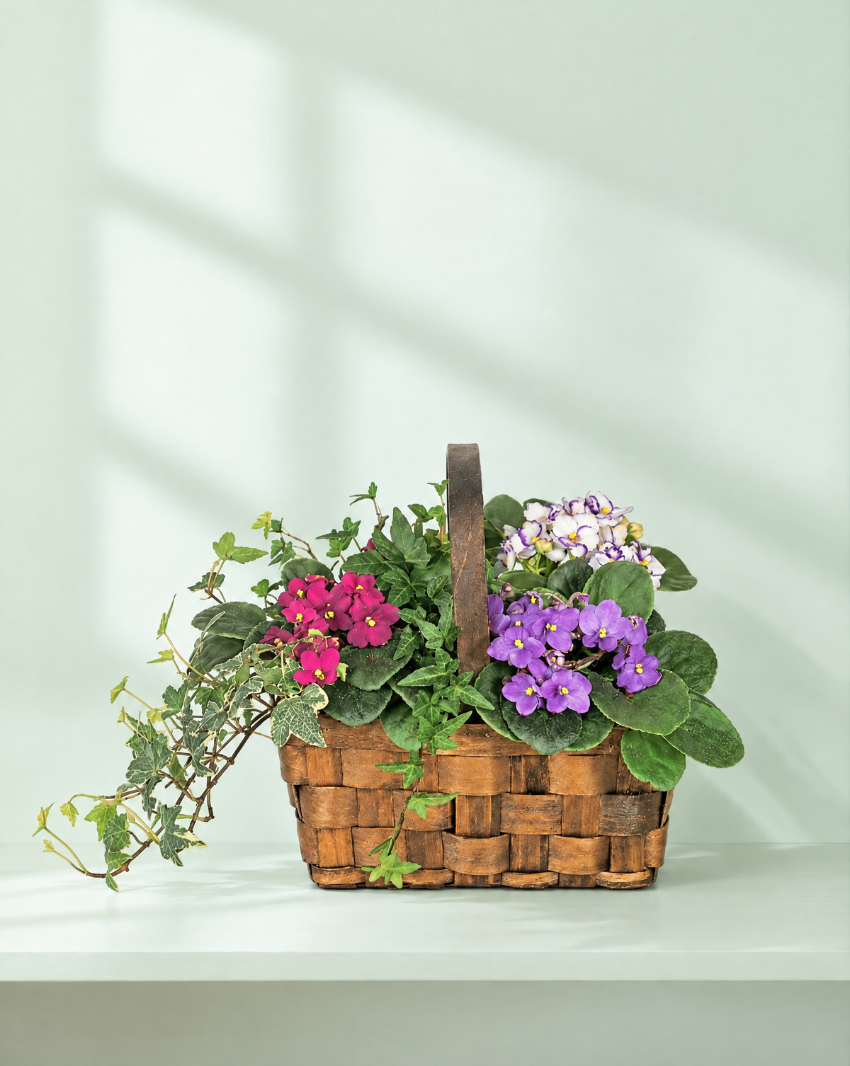 Mixed African Violet Basket