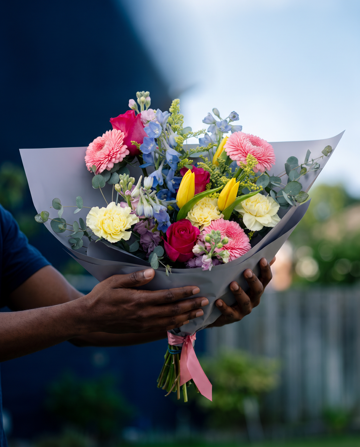 suburban holding flowers, different angle @Cut Confetti Bouquet